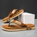 Summer Men's Flip Flops Soft Woven Upper Non-Slip Wear-Resistant Sole Casual Outdoor Beach Thong Slippers_vogvips.com