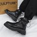 European Warm Series 2025 New Men's Martin Black High Top British Style Trendy Motorcycle Leather Work Boots Shoes_vogvips.com
