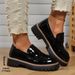 Women's Slip On Leather Shoes British Style Thick Soled Loafers Platform Spring Size 43_vogvips.com