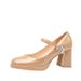 Women's Shoes Waterproof Platform Chunky Heel Mary Jane Pumps - Square Toe Slip-On Dress Shoes With Buckle Detail In Leather (Black, Beige, Ivory)_vogvips.com