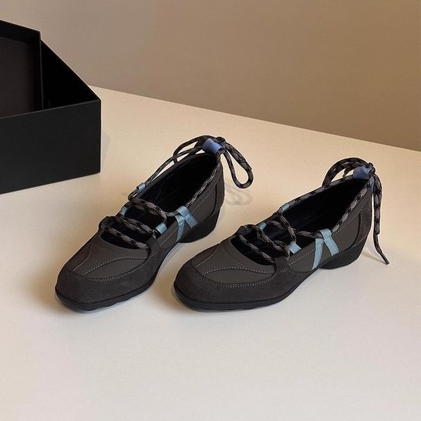 Sheepskin Versatile Round-Toe Shoes 2025 Fall/Winter New Fashion Lace-Up Casual Shoes_vogvips.com
