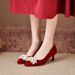 020499-1 Red Wedding For Women High Heels Stiletto Champagne Sequin Bridal Wide Fat Feet Large Size Women's Shoes_vogvips.com
