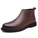 European Warm Series Wide Last Toe Side Chain Denim Style Trendy Men's Martin Boots Mid-Calf Warm Non-Slip Rubber Sole Single Cotton Shoes_vogvips.com