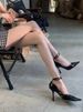 2022 New Autumn Mesh Pointed Toe Stiletto Buckle Sandals Black One-Strap High Heels Sexy Niche Single Shoes_vogvips.com