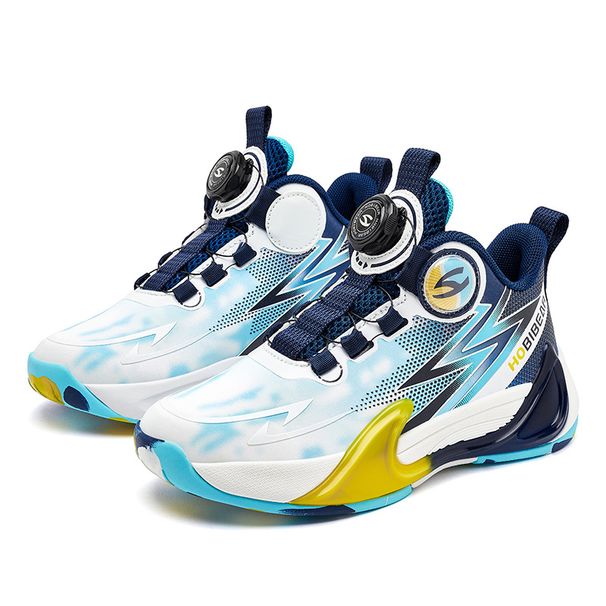 Kids' shoes leather boys basketball shoes spring and autumn children's rotating button single shoes campus sports shoes_vogvips.com