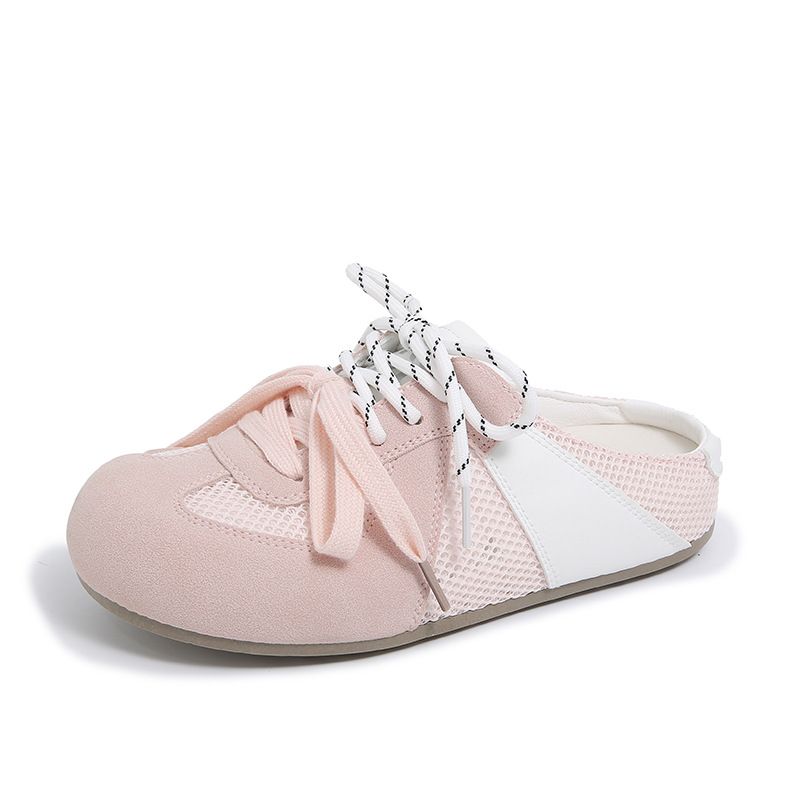 Half Tray White Shoes Female Breathable Student Height Increase Casual Women's Shoes Street Shot_vogvips.com
