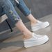 2025 Summer Laser Leather Korean Style Height-Increasing Sneakers, Spring Autumn Casual White Women's Shoes, Comfortable_vogvips.com