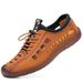 2025 Summer Men's Casual Leather Shoes Men's Shoes Hollow Soft Sole Soft Surface Beef Tendon Sole Non-slip Trend Shoes Beach Shoes Men_vogvips.com