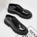 ShoeVault British Style INS Men's Trendy Korean Thick Sole Square Toe Derby Black Youth Casual Suit Shoes_vogvips.com