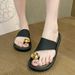 Summer New Toe Slippers Women's Fashion Outside Wear Non-slip Home Gold Plating Cover Toe Versatile Flat Beach Shoes_vogvips.com
