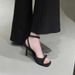 New Square Ankle Strap Silver Satin Bow High Thin Heel Open Toe Women's Sandals_vogvips.com