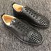 New Style Standard Red Sole Low Top Leather Shoes Rivet Rhinestone Trendy Men's Non-Slip Wear-Resistant Lace-Up_vogvips.com