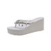New High-heeled Herringbone Women's Rhinestone Chain Pendant, Thick Soled Fashionable Clip On Foot Slippers, Worn_vogvips.com