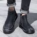 Large Size Men's Leather Boots, Men's Fashion Stitching Shoes, Ankle Boots, Flat Martin Boots, Outdoor High-Top Shoes 99_vogvips.com