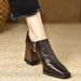 Women's Retro High Heeled Shoes Plus Size Side Zipper Chunky Heel Deep Mouth Professional Single Shoes_vogvips.com