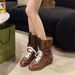 Height-Increasing Flat Boxing Women, Western Cowboy Boots, 2025 Spring And Autumn New Style, Suede Lace-Up Martin Boots_vogvips.com