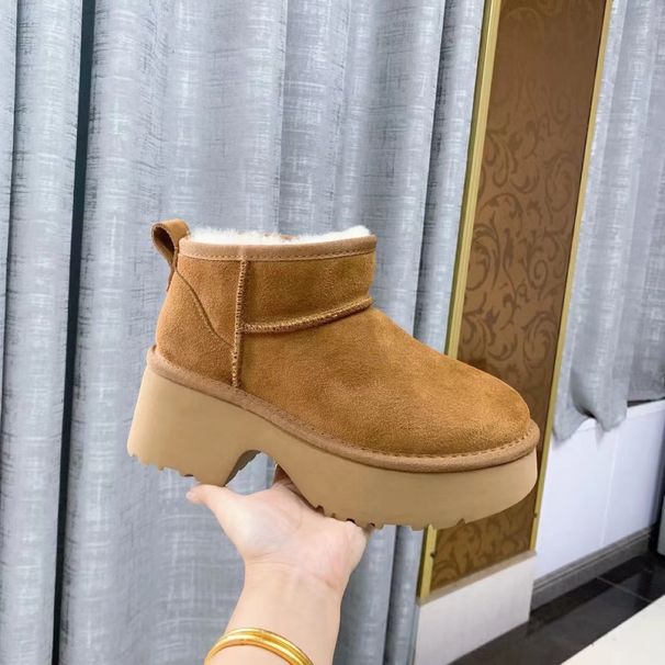 Snow For Women Winter 2024 New Style Anti-Slip Suede Thick Heel Casual Versatile Short Boots Cold-Proof_vogvips.com
