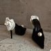 STRIDEO French Pointed Pearl Sandals Thin Heel Celebrity Banquet Cool Slippers 2026 New White Rose Suede High Heels Women_vogvips.com