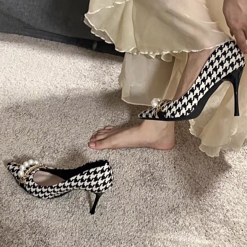 French High Heels Design Sense 2025 Spring And Autumn Season New Pointed Fashion Mid Heel Versatile Fine Follow-up Shoes_vogvips.com