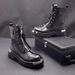 Martin Boots, Men's Platform Winter Fleece, British Style Mid-top Sleeve Fashion Boots, Inner Heightened Soft Leather Chelsea Boots_vogvips.com