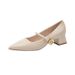 Vintage French Single Shoes Women's Fashion Pointed Middle Heel Mary Jane Women's Shoes Thick Heel Spring High Heels_vogvips.com
