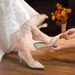 Elegant Pointed Toe High Heels 2024 Spring Autumn New Party For Women With Rhinestones And Pearls, Stiletto Heels,_vogvips.com