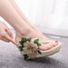 Women's Shoes Waterproof Wedge Sandals Beach Flip Flops Platform Thick Soled Embroidered Slippers Sandals_vogvips.com