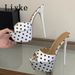 Liyke Summer Fashion Polka Dot Silk Platform High Heels Slippers For Woman Peep Toe Banquet Party Shoes Stiletto Sandals_vogvips.com