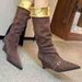 2025 Autumn Slimming Sleeve Knight Pointed Toe Hidden Wedge Two-Way Wear Niche Hot Girl Over-the-Knee Fashion Boots_vogvips.com