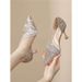 High Heels For Women Champagne Color Rhinestone Stiletto 2025 New Wedding Bride Shoes Sexy Shallow Mouth Elegant Pointed_vogvips.com