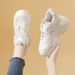 Platform Height Increasing Dad Sneakers 2024 New Spring And Autumn Black Genuine Leather Versatile Women's Casual Sports Shoes_vogvips.com