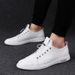 Men's Elastic Band Board Shoes Irst Layer Cowhide Sot Leather Thin White Shoes Men's Outdoor Sports And Leisure Shoes_vogvips.com