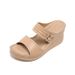 Women's Thick Sole Comfortable Slides With Metal Buckle Large Size Casual Sandals_vogvips.com