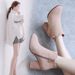 2023 Women's Short Spring And Single Boots High Thick Heels Cotton Winter Black Shoes Autumn_vogvips.com