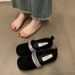 Rhinestone With Ballet Mary Jane Shoes, Spring And Autumn Square Head, Shallow Mouth, Versatile Flat-soled French Gentle Single Shoes_vogvips.com