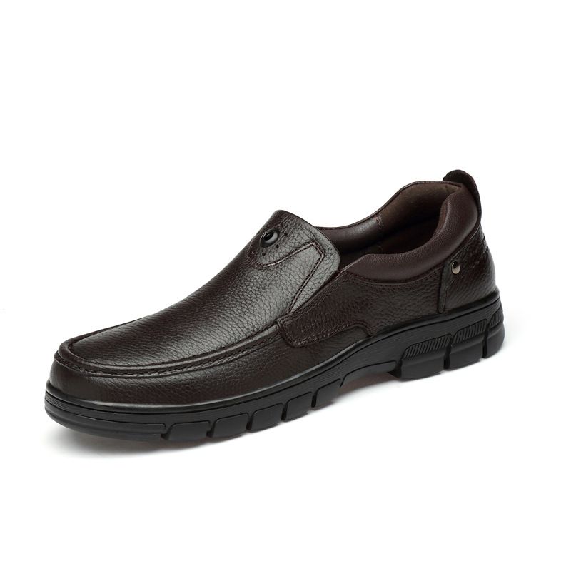 Wide Feet Round Head Shallow Mouth Large Size Foot Cover Men's Shoes Men's Outdoor Casual Leather Shoes Rubber Non-slip Sole_vogvips.com