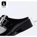 Luxury Patent Mens Half Slippers 2024 Summer New Designer Black Genuine Leather Man Casual Party Business Shoes_vogvips.com
