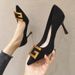French High Women's Fine Heel Shoes, 2025 New Hundred Work Sexy Pointed Toe Single Shoes, Black Medium Heel_vogvips.com