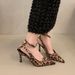 Summer Spice Girl Wind Leopard Print Pointed Tip Back Trip Sandals One Word Strap Slim Heel Nightclub Style Women's Shoes_vogvips.com