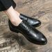 Euro Step 2025 Autumn Brogue British Style Trendy Casual Business Formal Leather Men's Pointed Black Wedding Shoes_vogvips.com