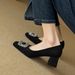 Square Head Single Shoes Women's Flat-bottomed Pearl Xiaoxiangfeng Doudou Shoes Shallow Mouth Soft-soled Commuter Shoes_vogvips.com