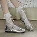 Silver Popular Bow 2026 Summer Ballet Retro Mary Jane Dress French Shallow Flat Soft-soled Shoes_vogvips.com