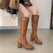 Miting Vintage Buckle Side Zipper Chunky Heel Long Boots, New Autumn/Winter Slim High-Heeled Over-The-Knee Boots_vogvips.com