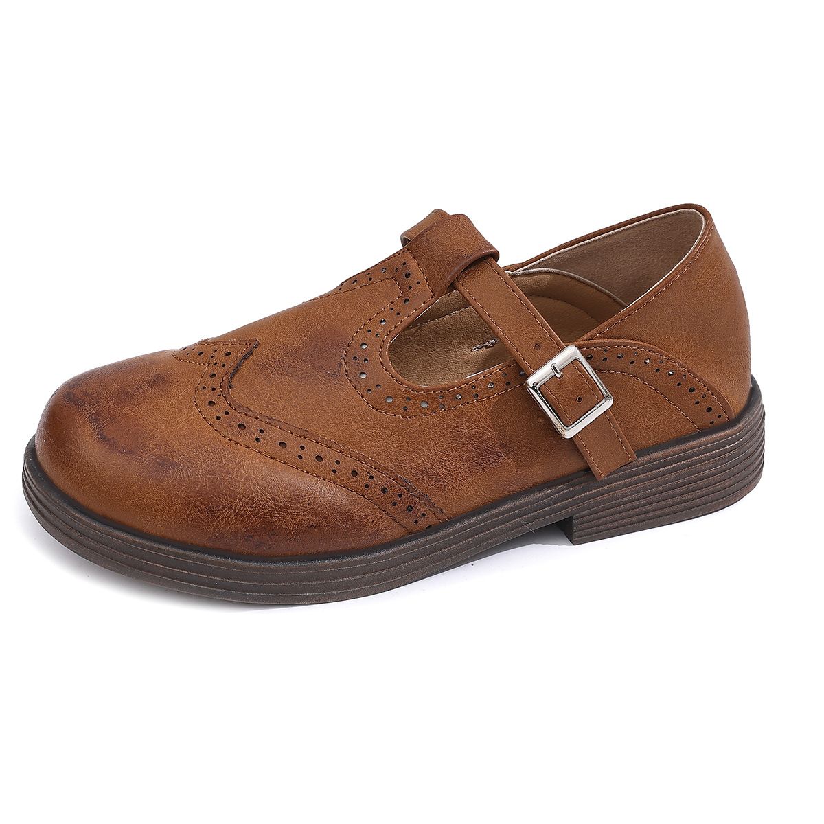 Women's Plus Size British Style Loafers Round Toe Hollowed Out Design Retro Two Way Wear Spring_vogvips.com
