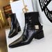 578-13 Retro European And American Style Mid-Heel Chunky Heel Pointed Toe Metal Buckle Knight Winter Fashion Short Boots_vogvips.com