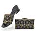 Stylish women's wedding shoes with a diamond pressed floral print party shoe bag set_vogvips.com