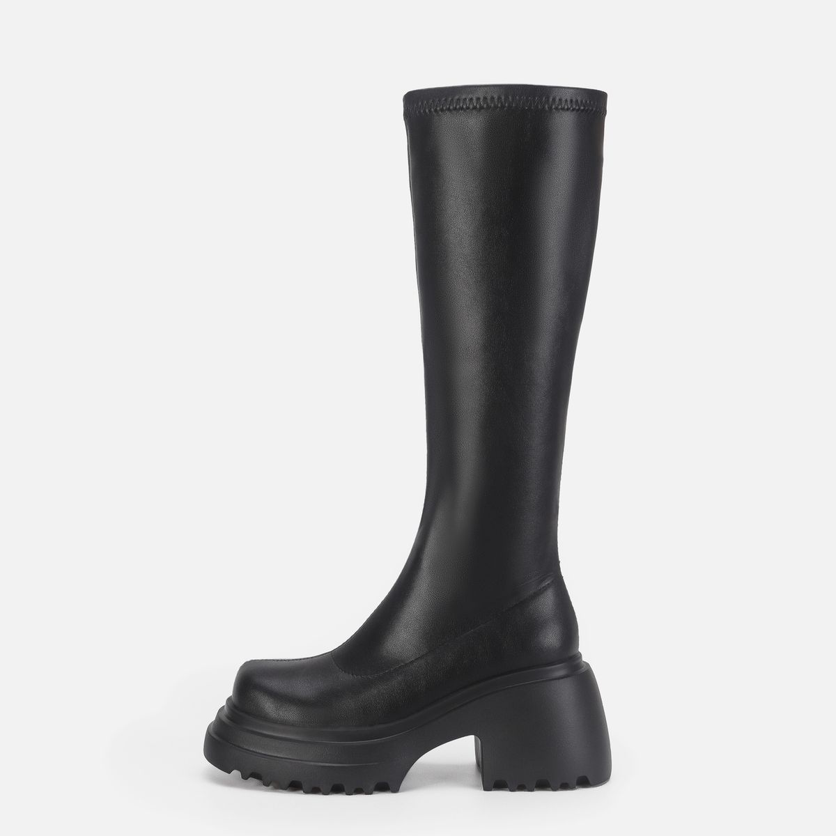 Over-the-Knee Black Thick-Soled Martin For Women, Petite Elastic Slim Boots, Long Tube Riding Boots_vogvips.com
