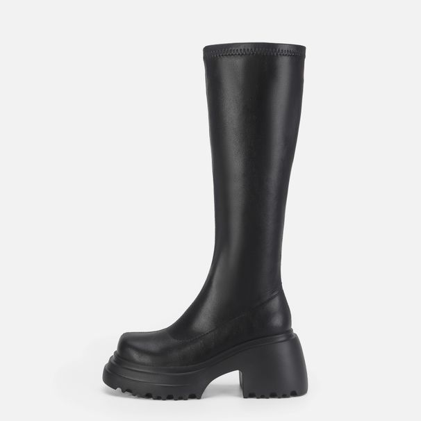 Over-the-Knee Black Thick-Soled Martin For Women, Petite Elastic Slim Boots, Long Tube Riding Boots_vogvips.com