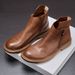 European Warm Series Large Size Martin Trendy British Style Mid-Top Men's Shoes Workwear Fleece-Lined Warm Genuine Leather High-Top Boots_vogvips.com