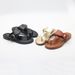 MS Women's Gladiator Sandals - Casual Summer Slide Sandals With Metallic Accents, Comfortable Rubber Sole, Black/Gold/Brown_vogvips.com